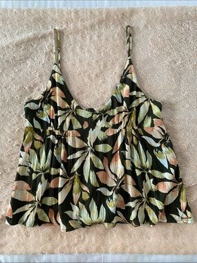 Volcom Black Floral Spaghetti Top